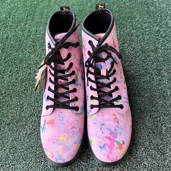 NWT Dr. Martens Sheridan Rainbow Suede Boot Pink 10 - Picture 3 of 14